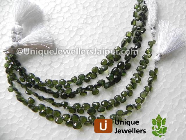 Green Tourmaline Faceted Heart Beads